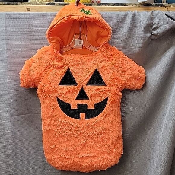 Spirit Halloween PUMPKIN BUNTING Hooded Fuzzy Costume SZ 0-6 MONTH - Picture 4 of 6